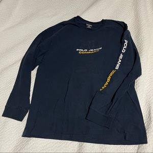 Vintage polo jeans long sleeve tshirt with raised logo